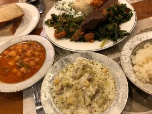 Five plates of a variety of meze and kebaps from Ciya Sofrasi in Kadikoy, on the Asian side of Istanbul. 